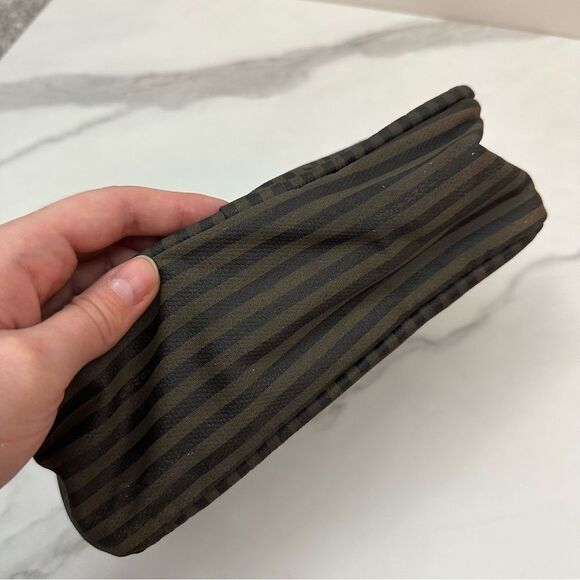 Fendi Dark Green & Brown Cloth Clutch Purse Bag One Size - Picture 12 of 16